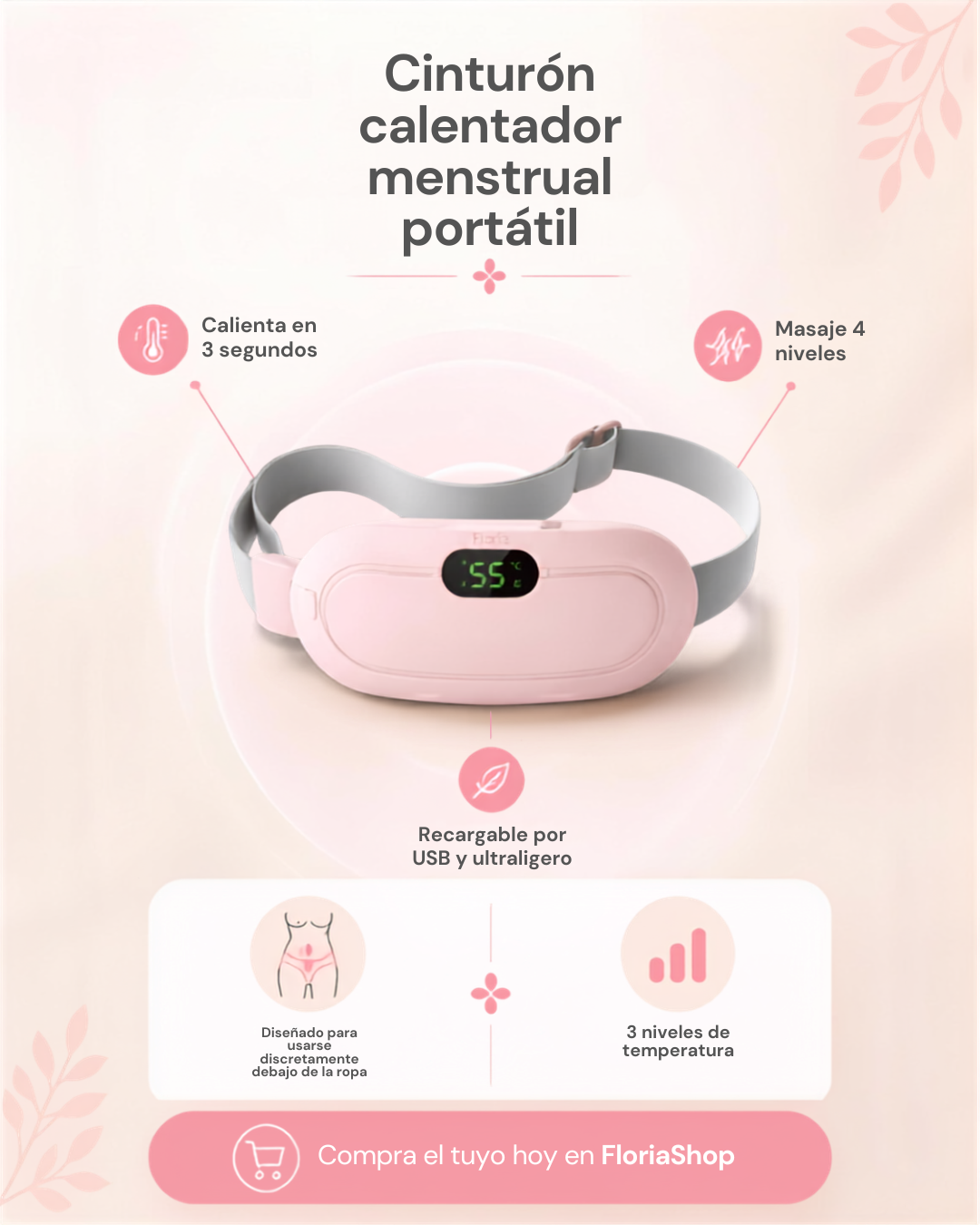 Cinturón Dolor Menstrual Termico Masajes